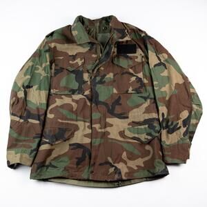 Vintage 1986 US Army M-65 Field Jacket Woodland Camo Alpha Industries Large USA